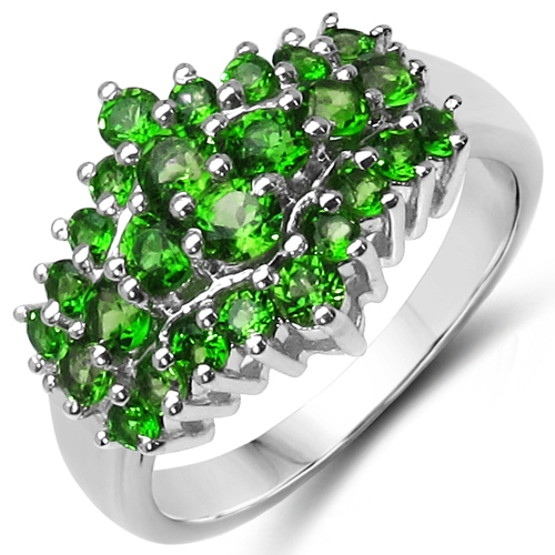 Rings-1.80 Carat Genuine Chrome Diopside .925 Sterling Silver Ring