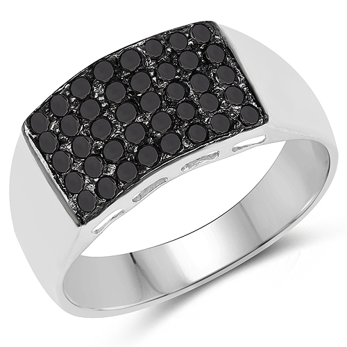 Diamond-0.43 Carat Genuine Black Diamond .925 Sterling Silver Ring