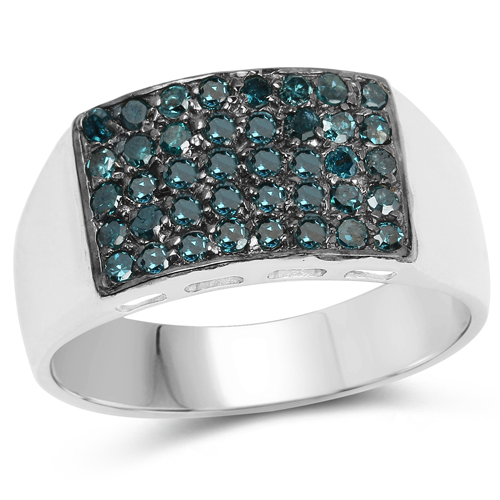 Diamond-0.48 Carat Genuine Blue Diamond .925 Sterling Silver Ring