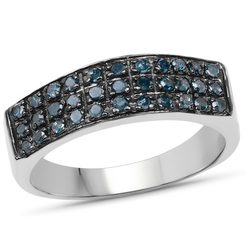 Diamond-0.40 Carat Genuine Blue Diamond .925 Sterling Silver Ring