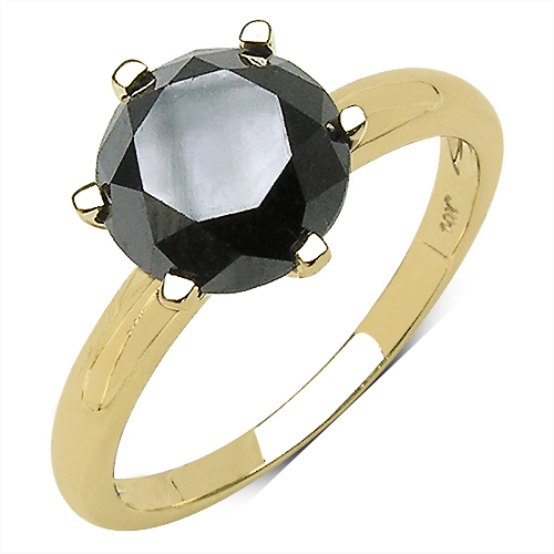 Diamond-3.43 Carat Genuine Black Diamond 10K Yellow Gold Ring