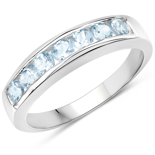 Rings-0.84 Carat Genuine Blue Topaz .925 Sterling Silver Ring