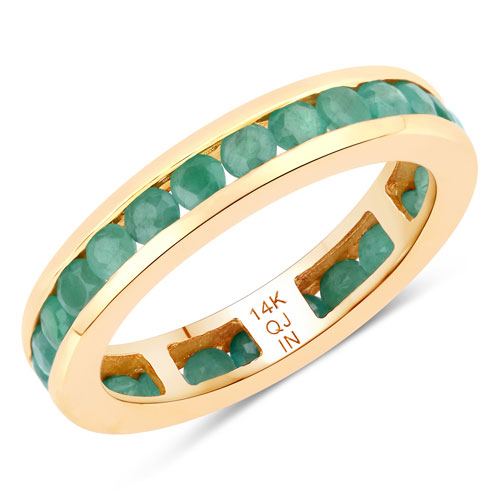Emerald-1.43 Carat Genuine Emerald 14K Yellow Gold Ring