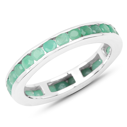 1.43 Carat Genuine Emerald .925 Sterling Silver Ring