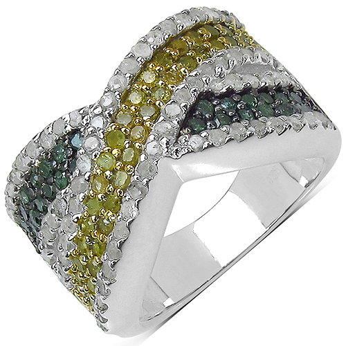 Diamond-1.44 Carat Genuine Multi Diamond .925 Sterling Silver Ring