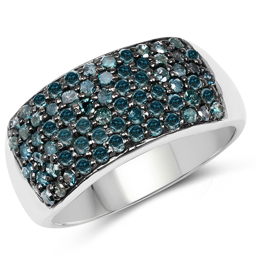 Diamond-1.17 Carat Genuine Blue Diamond .925 Sterling Silver Ring