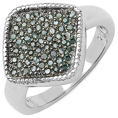 Diamond-0.28 Carat Genuine Blue Diamond .925 Sterling Silver Ring