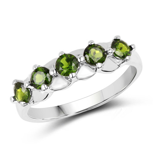 Rings-1.00 Carat Genuine Chrome Diopside .925 Sterling Silver Ring