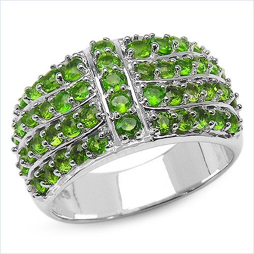 Rings-1.89 Carat Genuine Chrome Diopside .925 Sterling Silver Ring