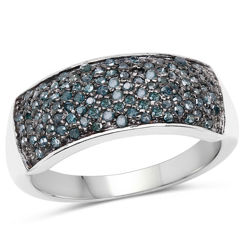 0.42 Carat Genuine Blue Diamond .925 Sterling Silver Ring