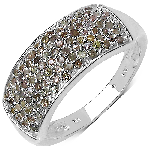 Diamond-0.42 Carat Genuine White Diamond .925 Sterling Silver Ring