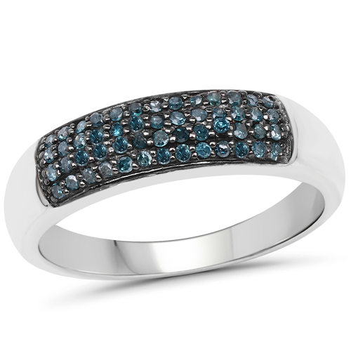 Diamond-0.22 Carat Genuine Blue Diamond .925 Sterling Silver Ring