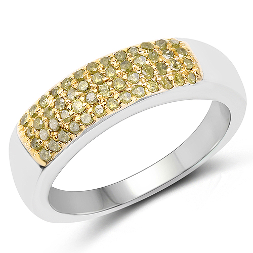 Diamond-0.22 Carat Genuine Yellow Diamond .925 Sterling Silver Ring