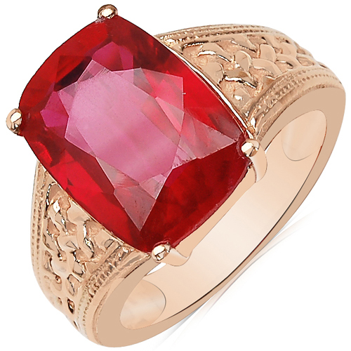 Ruby-9.25 Carat Created Ruby Brass Ring