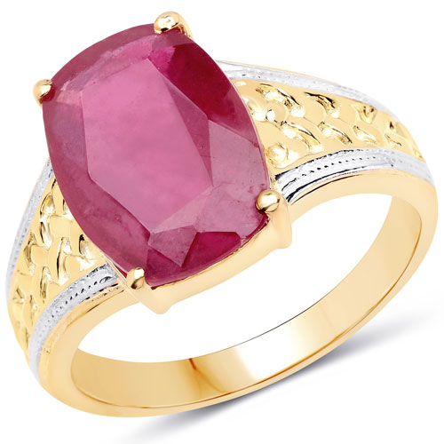 Ruby-7.50 Carat Glass Filled Ruby .925 Sterling Silver Ring