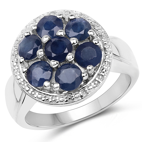 Sapphire-2.10 Carat Genuine Blue Sapphire .925 Sterling Silver Ring