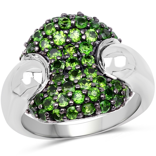 1.82 Carat Genuine Chrome Diopside .925 Sterling Silver Ring
