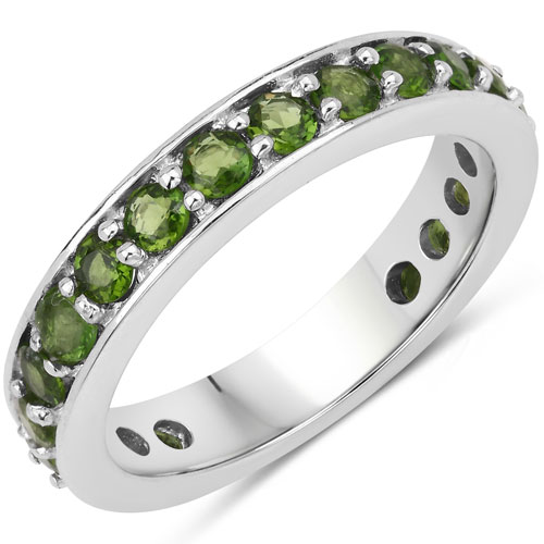 1.33 Carat Genuine Chrome Diopside .925 Sterling Silver Ring