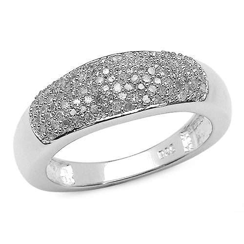 Diamond-0.49 Carat Genuine White Diamond .925 Sterling Silver Ring