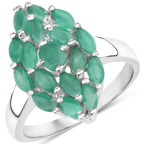 Emerald-1.26 Carat Genuine Emerald .925 Sterling Silver Ring