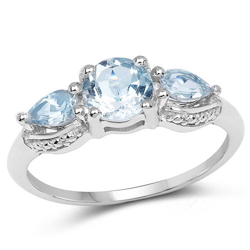 Rings-1.55 Carat Genuine Blue Topaz .925 Sterling Silver Ring
