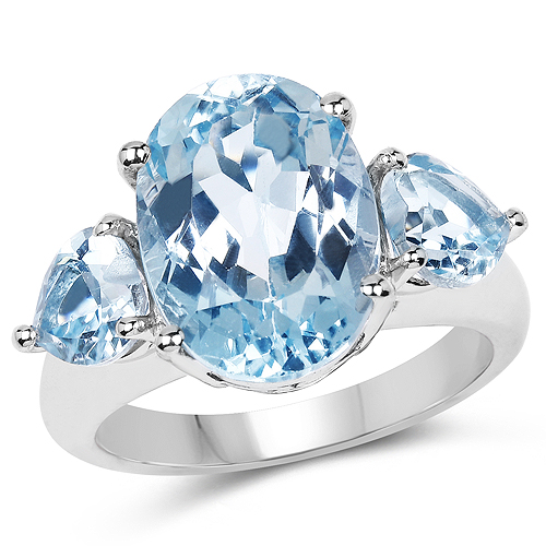 Rings-9.10 Carat Genuine Blue Topaz .925 Sterling Silver Ring