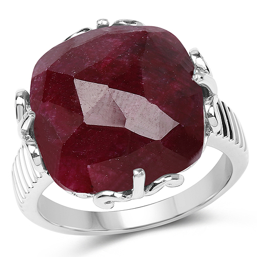 Ruby-13.65 Carat Dyed Ruby .925 Sterling Silver Ring