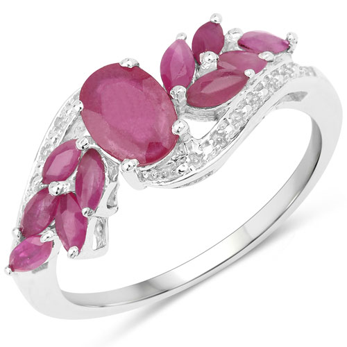 Ruby-1.90 Carat Glass Filled Ruby and Ruby .925 Sterling Silver Ring