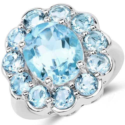 Rings-8.67 Carat Genuine Blue Topaz .925 Sterling Silver Ring