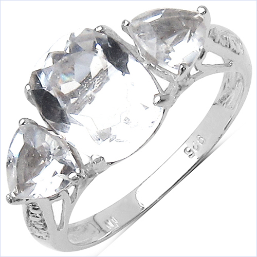 Rings-2.82 Carat Genuine Crystal Quartz .925 Sterling Silver Ring
