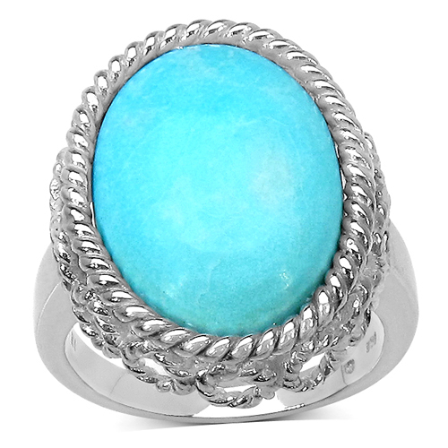 Rings-11.90 Carat Genuine Turquoise Sterling Silver Ring