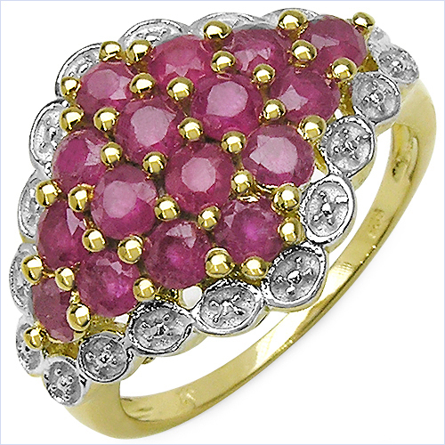 Ruby-14K Yellow Gold Plated 2.08 Carat Genuine Ruby .925 Sterling Silver Ring