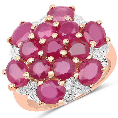 Ruby-14K Rose Gold Plated 4.52 Carat Genuine Glass Filled Ruby .925 Sterling Silver Ring