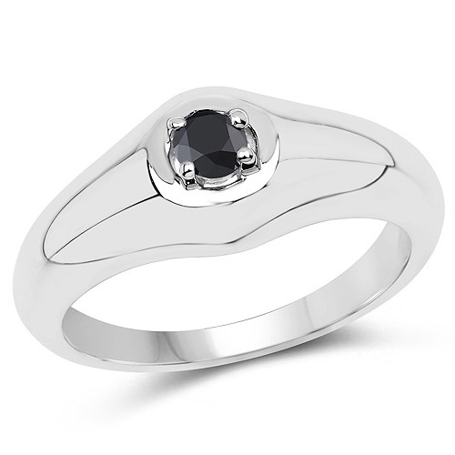 Diamond-0.17 Carat Genuine Black Diamond .925 Sterling Silver Ring