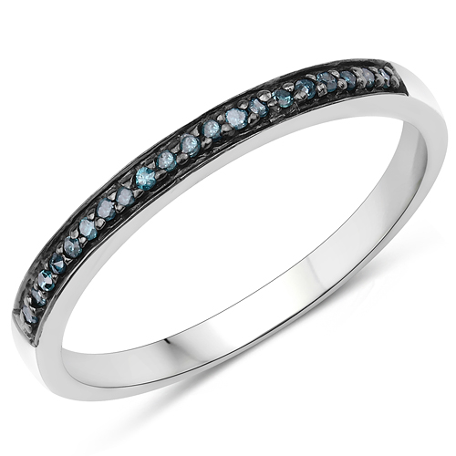 Diamond-0.08 Carat Genuine Blue Diamond .925 Sterling Silver Ring