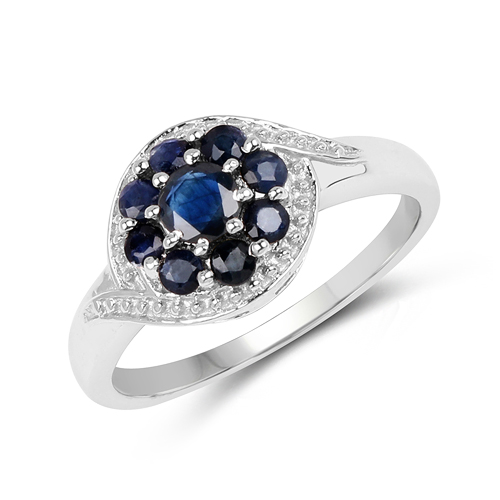 Sapphire-0.82 Carat Genuine Blue Sapphire .925 Sterling Silver Ring