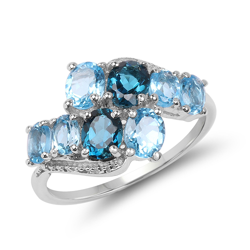 Rings-3.00 Carat Genuine London Blue Topaz & Swiss Blue Topaz .925 Sterling Silver Ring