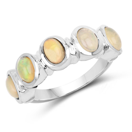 Opal-1.40 Carat Genuine Opal .925 Sterling Silver Ring