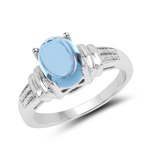 Rings-2.10 Carat Genuine Swiss Blue Topaz .925 Sterling Silver Ring