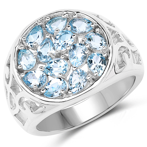 Rings-2.34 Carat Genuine Blue Topaz .925 Sterling Silver Ring