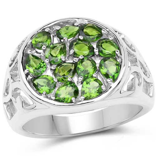 Rings-2.21 Carat Genuine Chrome Diopside .925 Sterling Silver Ring