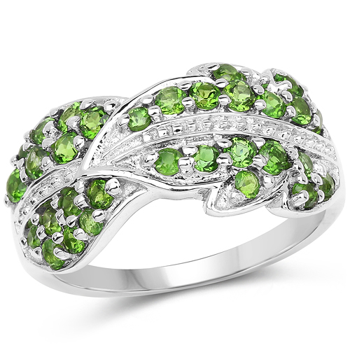 Rings-1.11 Carat Genuine Chrome Diopside .925 Sterling Silver Ring