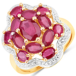 Ruby-14K Yellow Gold Plated 4.18 Carat Genuine Glass Filled Ruby .925 Sterling Silver Ring