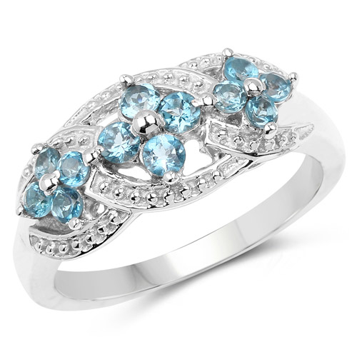 Rings-0.66 Carat Genuine London Blue Topaz .925 Sterling Silver Ring