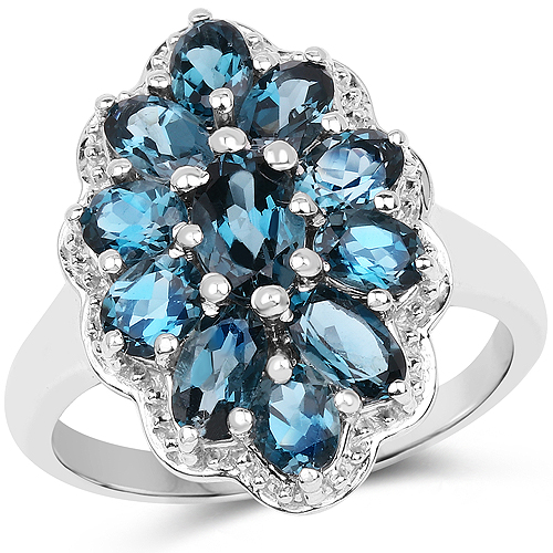 Rings-2.82 Carat Genuine London Blue Topaz .925 Sterling Silver Ring