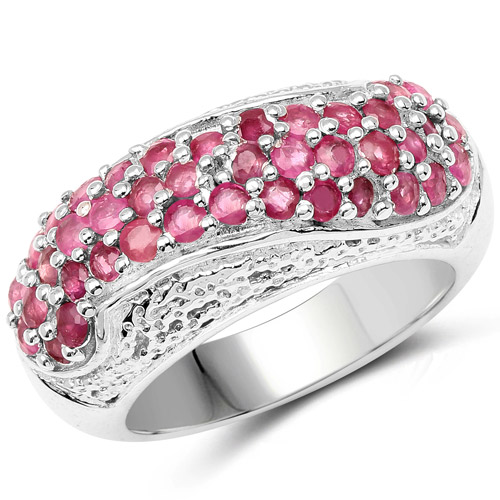 Ruby-1.81 Carat Genuine Ruby and White Zircon .925 Sterling Silver Ring