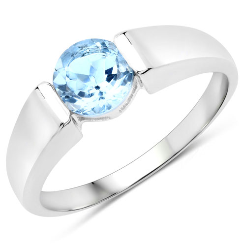 Rings-1.05 Carat Genuine Blue Topaz .925 Sterling Silver Ring