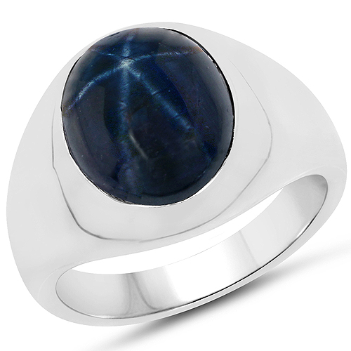 Sapphire-7.10 Carat Genuine Star Sapphire .925 Sterling Silver Ring