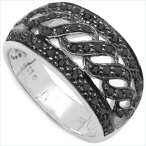 Diamond-0.54 Carat Genuine Black Diamond .925 Sterling Silver Ring