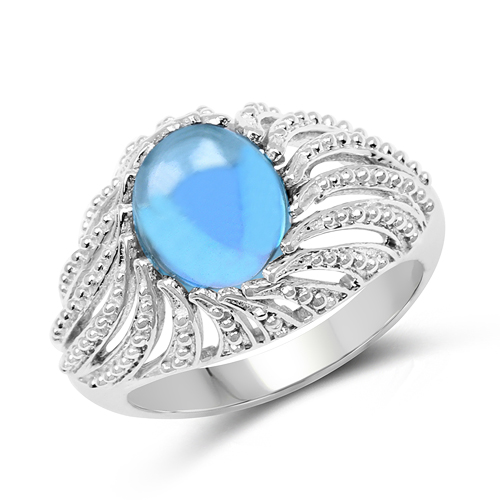 Rings-3.65 Carat Genuine Swiss Blue Topaz .925 Sterling Silver Ring